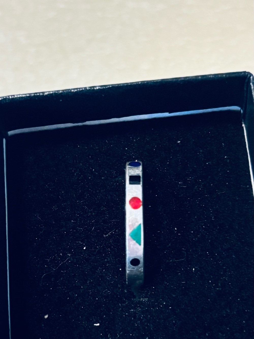 Sterling Silver Ring with Black and Red Accent Dots - Picture 4 of 5